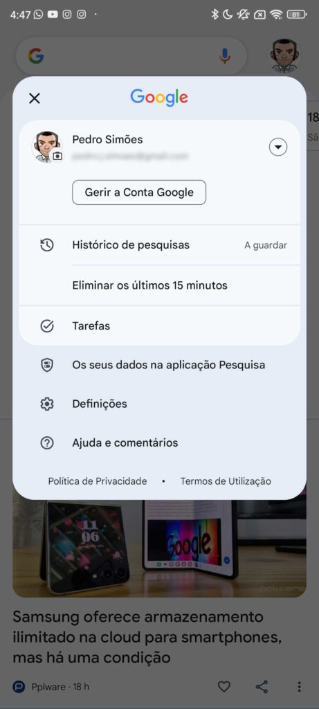Google conta telefone e-mail recuperar