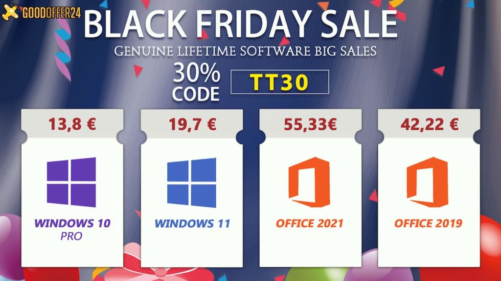 Black Friday GoodOffer24 chegou: Windows a 12€ e Office 16€ e muito mais