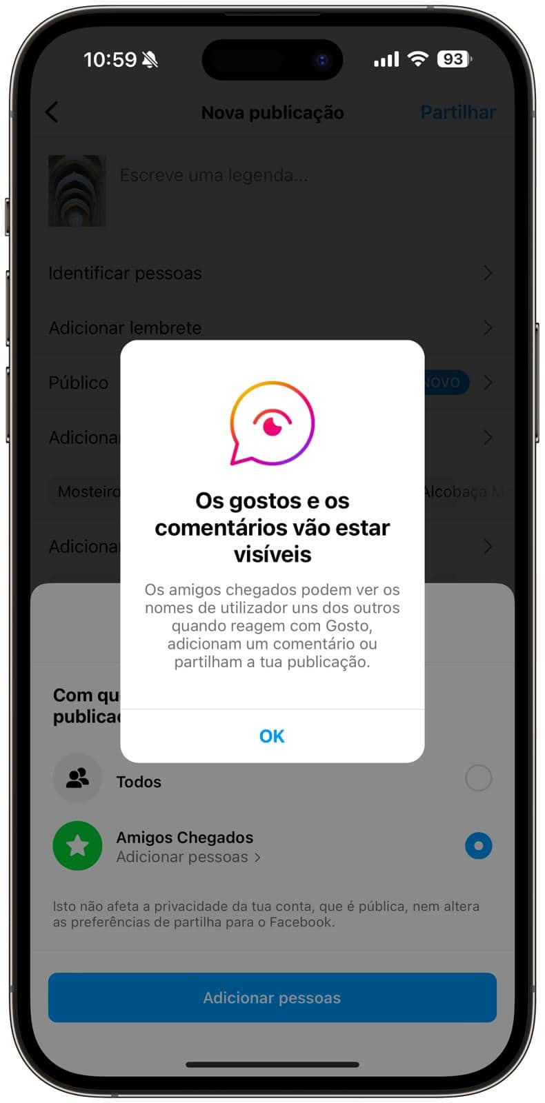 Publicação Instagram feed para Amigos Chegados
