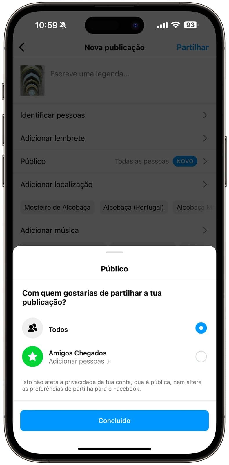 Publicação Instagram feed para Amigos Chegados