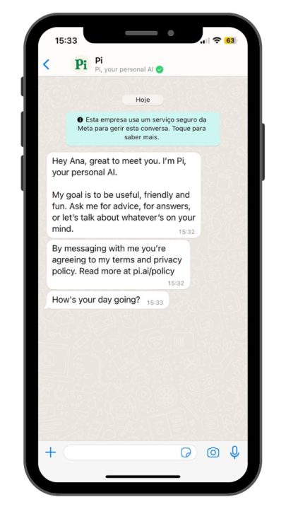 Pi, o chatbot de IA que se integra no WhatsApp