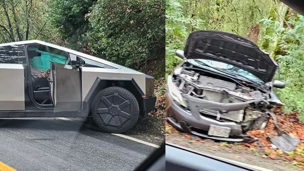 Tesla Cybertruck envolvida num acidente com um Toyota sai… quase intacta (vídeo)