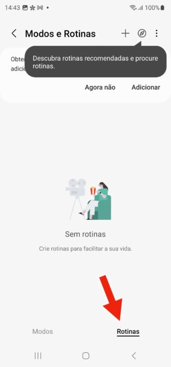 Imagem da opção Modos e Rotinas nos smartphone Samsung