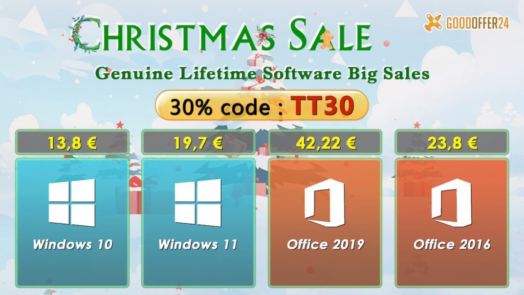 Desconto de até 85% da Christmas Party: Windows e Office na GoodOffer24