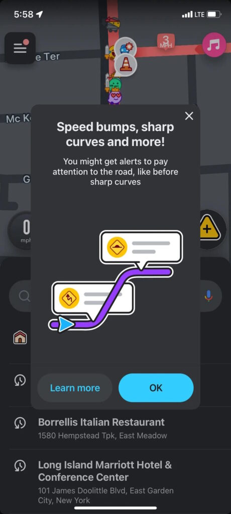 Waze lombas curvas alertas segurança