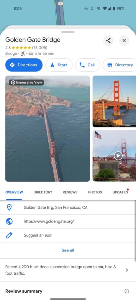Google Maps inteface novidades pesquisas