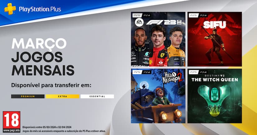 Jogos grátis no Playstation Plus para Março de 2024