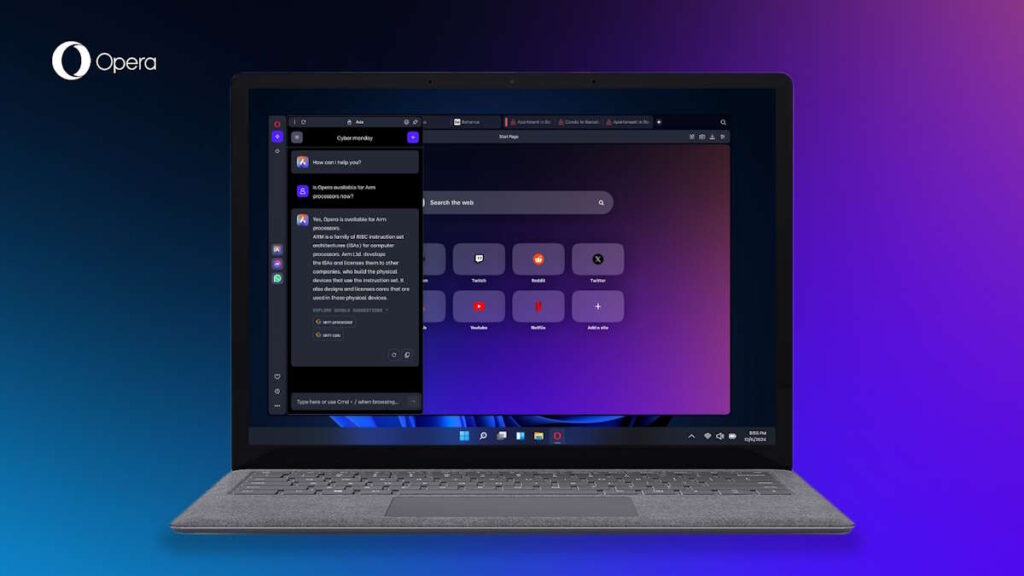 O Opera também já tem uma versão dedicada ao Windows nos SoC ARM