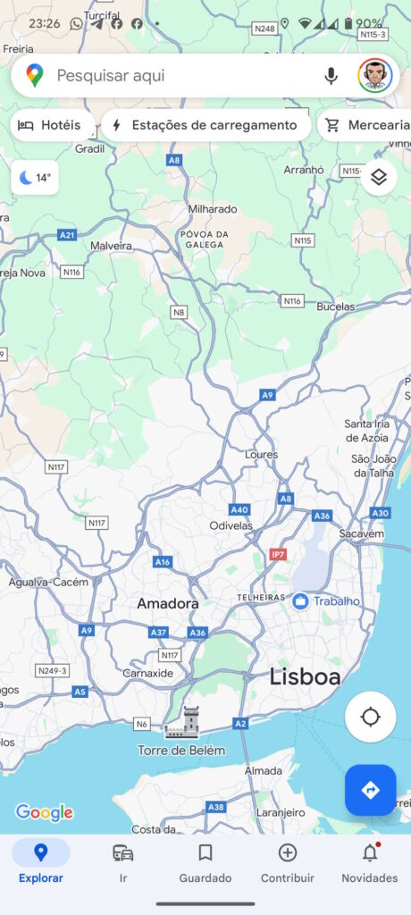 Google Maps Android condutores carros elétricos