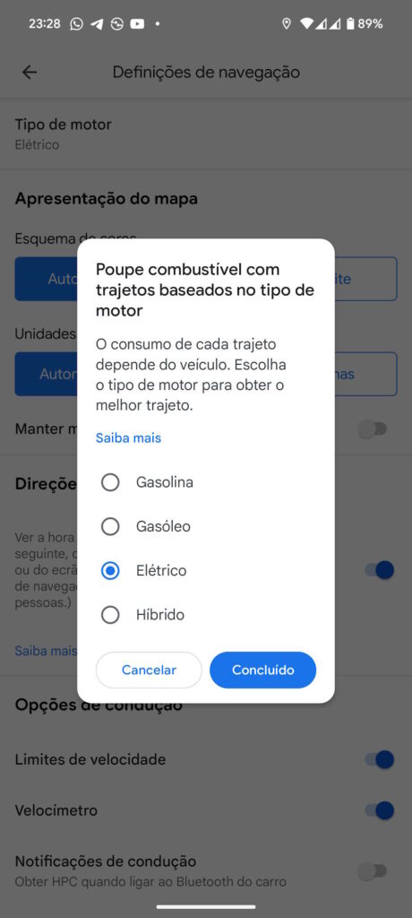 Google Maps Android condutores carros elétricos