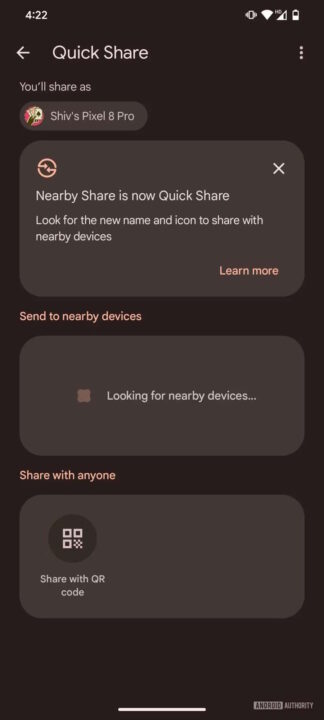 Android código QR Quick Share smartphones