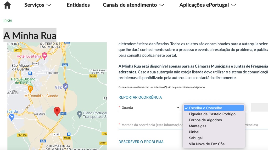 “A Minha Rua”: reporte problemas relativos a espaços públicos
