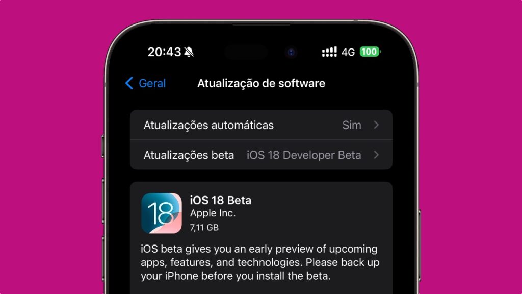 Apple lançou o iOS 18 beta para programadores