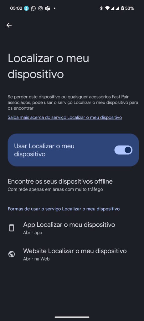 Google Android Localizar dispositivo rede