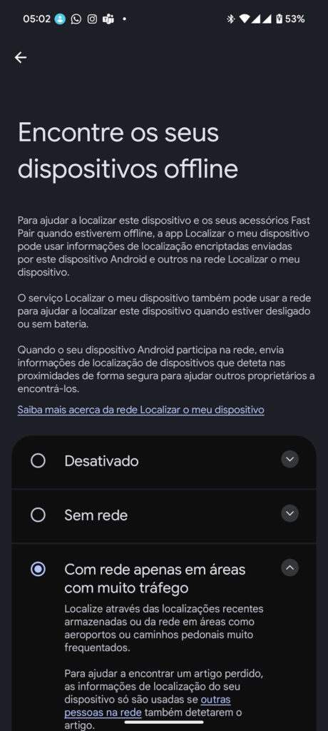 Google Android Localizar dispositivo rede