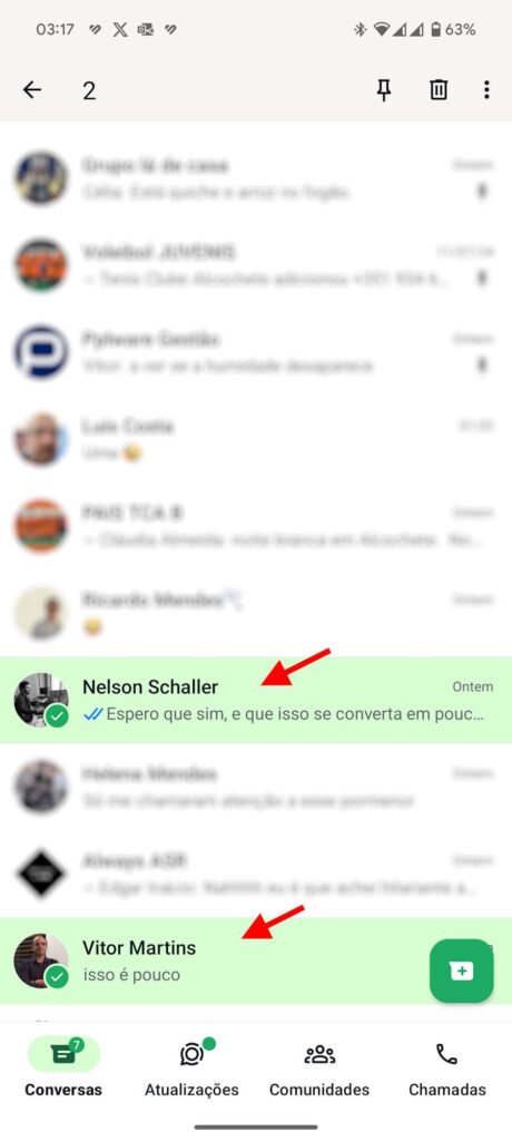 WhatsApp favoritos contactos conversas