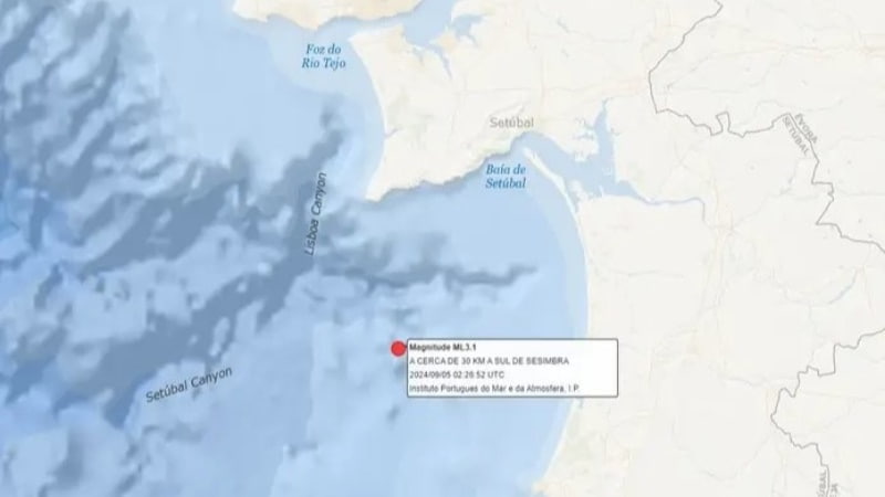 Portugal volta a tremer! Sismo de magnitude 3,1 registado a 30 km de Sesimbra