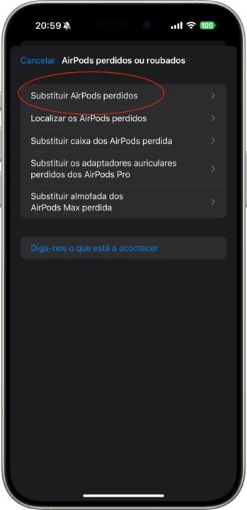 Imagem App Suporte Apple para comprar um dos AirPods