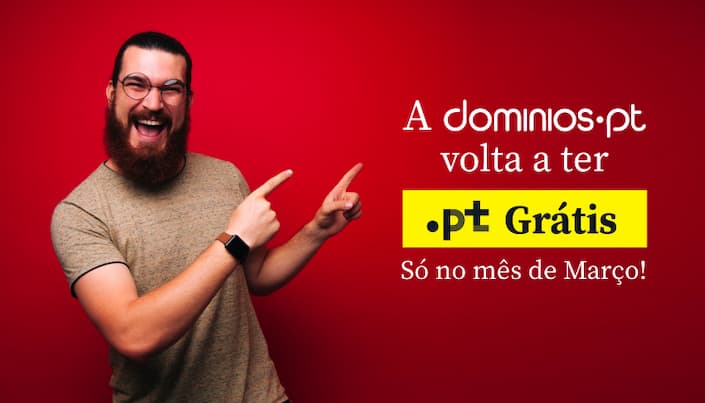 Última oportunidade: Domínio .PT grátis na dominios.pt até 31 de março