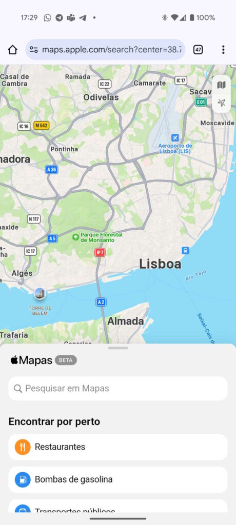 Apple Maps Android Google browser