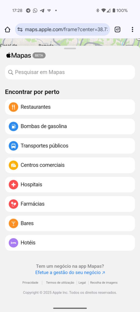 Apple Maps Android Google browser