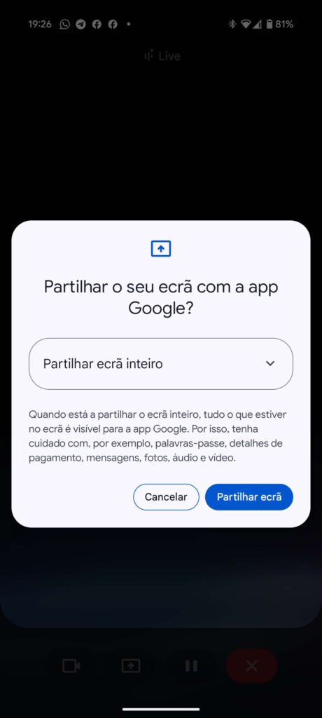 Gemini Live Google IA câmara ecrã