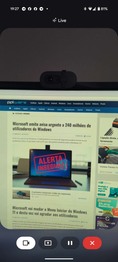 Gemini Live Google IA câmara ecrã