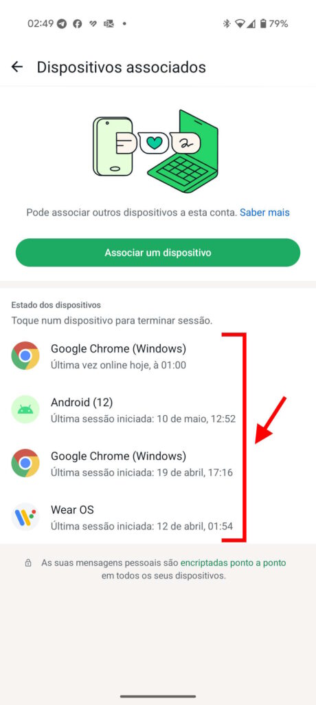 WhatsApp conta segurança dispositivos