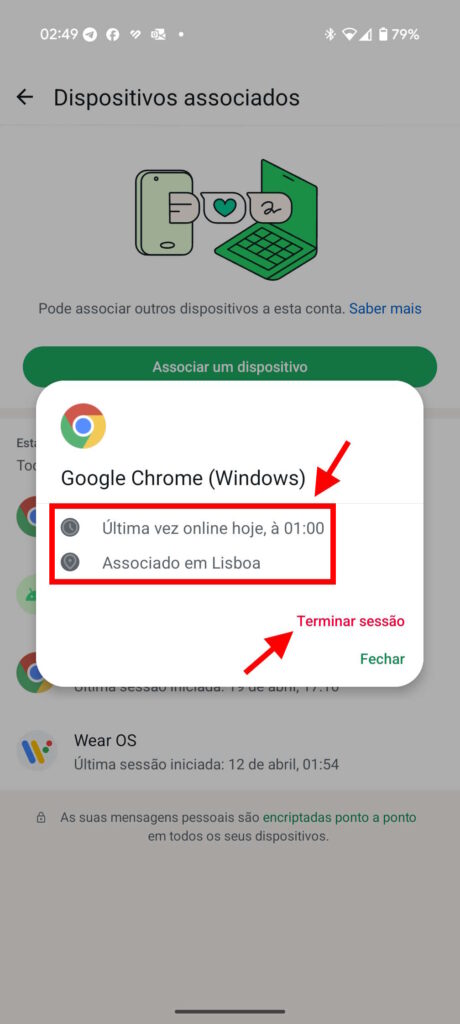 WhatsApp conta segurança dispositivos