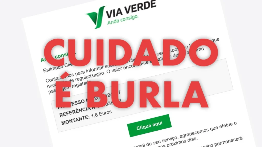 Cuidado: tentativa de roubo de credenciais através de falsos avisos da Via Verde