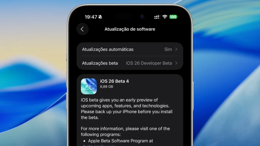 Apple lança beta 4 do iOS 26, iPadOS 26, watchOS 26, tvOS 26, visionOS 26 e macOS 26