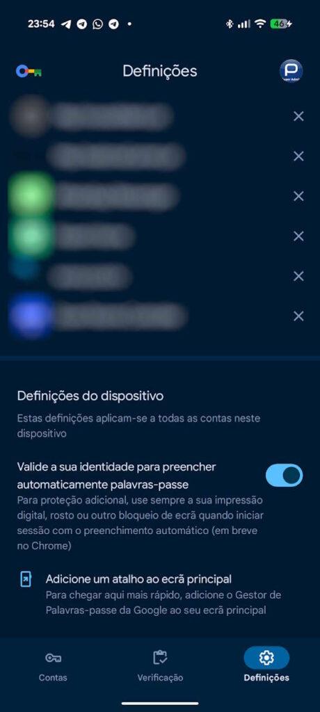 Chrome palavras-passe Google segurança biométrica